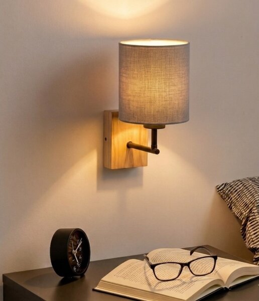 Brilagi - Nástenné svietidlo NUBILA WOOD 1xE27/25W/230V dub/čierna/sv. sivá
