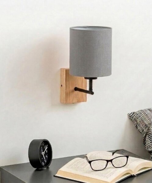 Brilagi - Nástenné svietidlo NUBILA WOOD 1xE27/25W/230V dub/čierna/sv. sivá