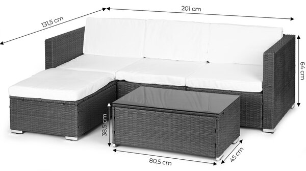 MultiGarden Záhradný set nábytku, rohová sedačka, stôl, modulárny, technoratan - sivá MultiGarden