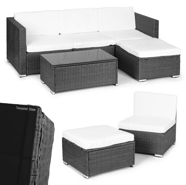 MultiGarden Záhradný set nábytku, rohová sedačka, stôl, modulárny, technoratan - sivá MultiGarden