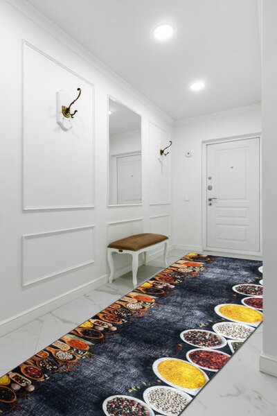 Protišmykový behúň LOTUS KITCHEN 40580 sivý / žltý