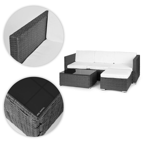 MultiGarden Záhradný set nábytku, rohová sedačka, stôl, modulárny, technoratan - sivá MultiGarden