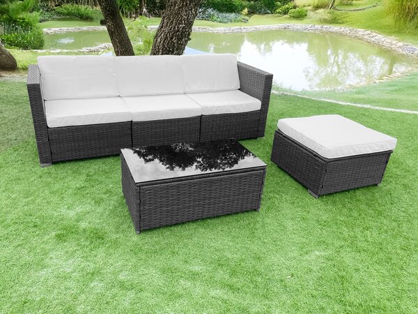 MultiGarden Záhradný set nábytku, rohová sedačka, stôl, modulárny, technoratan - sivá MultiGarden