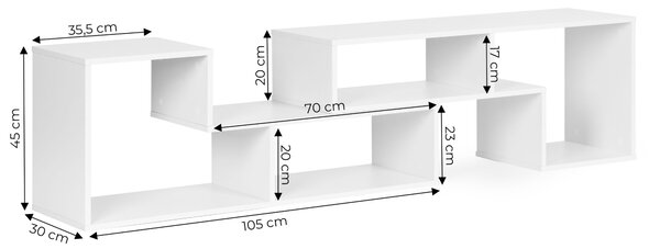 Moderná modulárna geometrická knižnica, so 4 policami, ModernHome