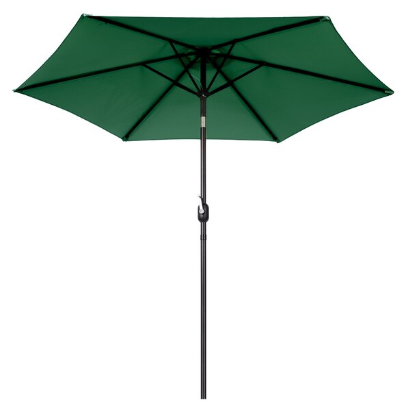 MultiGarden Veľký šikmý záhradný slnečník s kľukou, 270 cm, 6 rebier - zelený MultiGarden