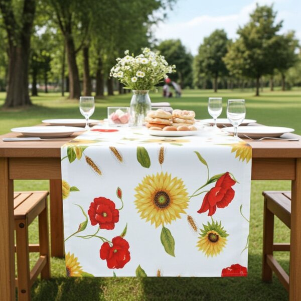 Behúň na stôl 50x150 cm Slnečnice a divé maky Farba Viacfarebná Rozmery 50x150 cm