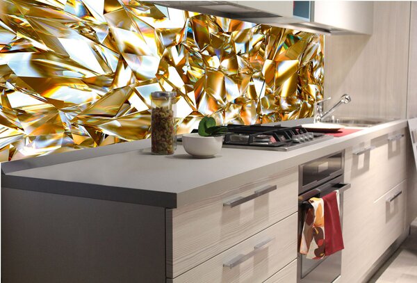 DIMEX | Fototapeta do kuchyne Zlatý kryštál KI-180-072 | 180 x 60 cm | biela, žltá