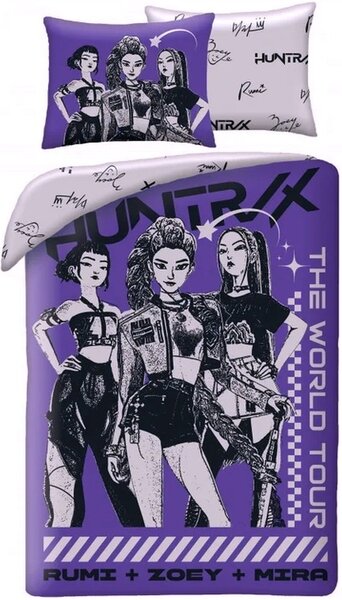 Bavlnené posteľné obliečky KPop Demon Hunters – motív HUNTR/X World Tour - 100% bavlna - 70x90 cm + 140x200 cm