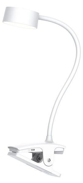 Nabíjacia LED lampička s klipom 2 W, 210 lm, 3 farby svetla, stmievateľná, biela (WO3001-W) (WO3001-W)