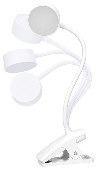 Nabíjacia LED lampička s klipom 2 W, 210 lm, 3 farby svetla, stmievateľná, biela (WO3001-W) (WO3001-W)