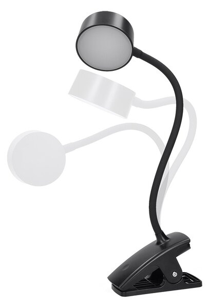 Nabíjacia LED lampička s klipom 2 W, 210 lm, 3 farby svetla, stmievateľná, čierna (WO3001-B) (WO3001-B)