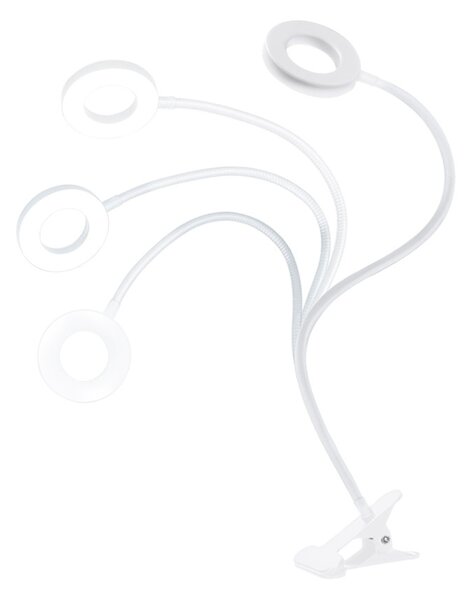 LED lampička s klipom 8 W, 300 lm, 3 farby svetla, 9 stupňov jasu, USB, biela (WO66-W) (WO66-W)