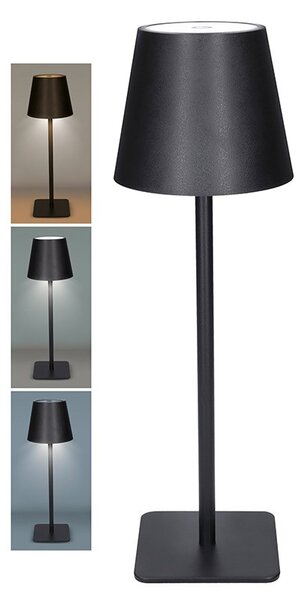 Nabíjacia LED lampička Lucca 120 lm, 3 farby svetla, plynulo stmievateľná, čierna (WO69-B) (WO69-B)
