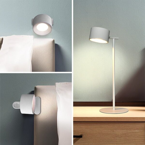 Nabíjacia LED lampička 3v1 4 W, 280 lm, stojan, klip aj na stenu, biela (WO68-W) (WO68-W)