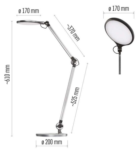 LED stolová lampa KAREN 9,2 W s bezdrôtovým nabíjaním, 640 lm, 3 farby svetla, stmievateľná, sivá (Z7615)