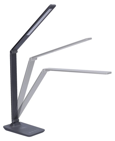 LED lampička s bezdrôtovým nabíjaním 10 W, 400 lm, 3 farby svetla, USB, hliník, sivá (WO55-G) (WO55-G)