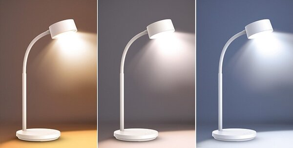 Stolová LED lampička 4,5 W, 300 lm, 3 farby svetla, stmievateľná, USB, biela (WO3000-W) (WO3000-W)