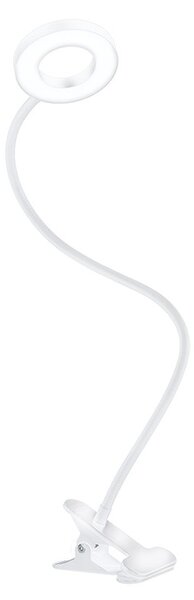 LED lampička s klipom 8 W, 300 lm, 3 farby svetla, 9 stupňov jasu, USB, biela (WO66-W) (WO66-W)