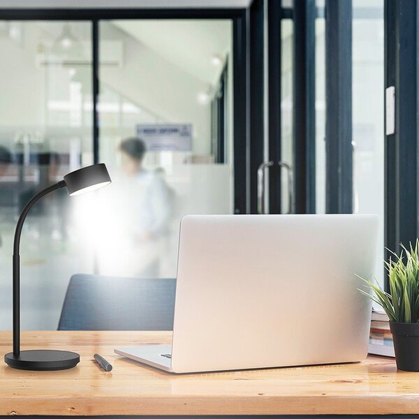 Stolová LED lampička 4,5 W, 300 lm, 3 farby svetla, stmievateľná, USB, čierna (WO3000-B) (WO3000-B)