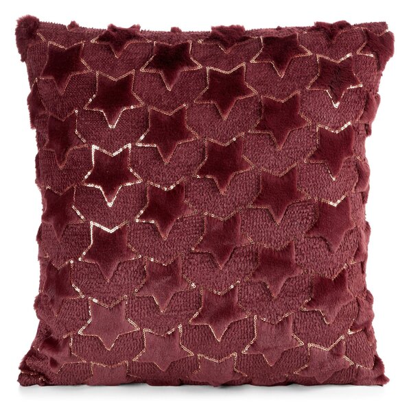 CHLPATÁ VIANOČNÁ DEKORAČNÁ OBLIEČKA NA VANKÚŠ STARS 45X45 CM BORDOVÁ