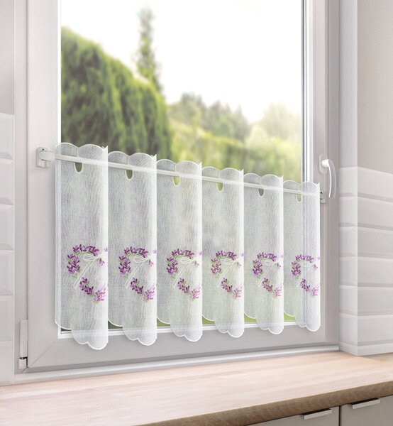 KRÁTKA ZÁCLONA NA PÚTKACH LAVENDER 145X40 CM KVETY
