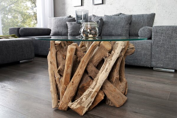 Konferenčný stolík NATURE LOUNGE 50cm základná časť teakové drevo bez sklenenej dosky