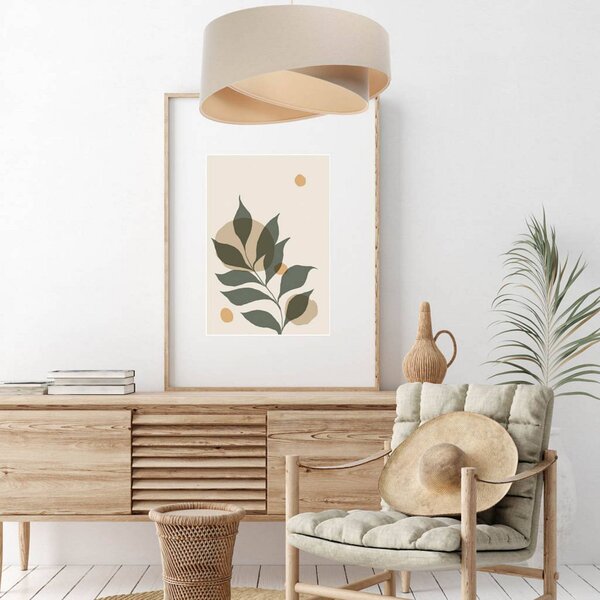 Maco Design Závesné svetlo Boho, krémová/béžová, Ø 50 cm, výška 23 ľan, Krémová / jantárovo žltá, Obývacia izba / jedáleň, Textil / látka / hodváb, Závesné svietidlo