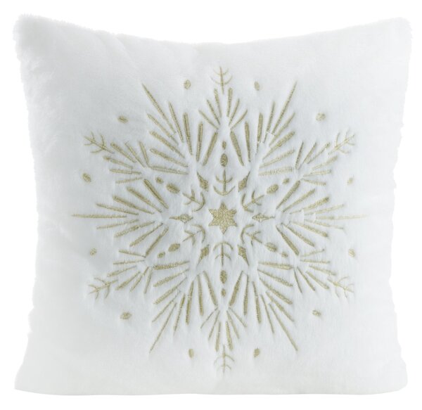 CHLPATÁ VIANOČNÁ DEKORAČNÁ OBLIEČKA NA VANKÚŠ SNOWFLAKE 45X45 CM BIELA