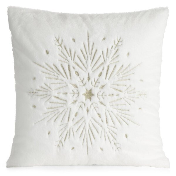 CHLPATÁ VIANOČNÁ DEKORAČNÁ OBLIEČKA NA VANKÚŠ SNOWFLAKE 45X45 CM BIELA