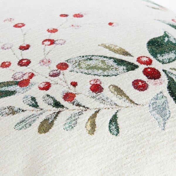 VIANOČNÁ GOBELÍNOVÁ DEKORAČNÁ OBLIEČKA NA VANKÚŠ BERRIES 45X45 CM VZOROVANÁ