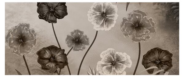 Obraz - Kreslené kvety (120x50 cm)