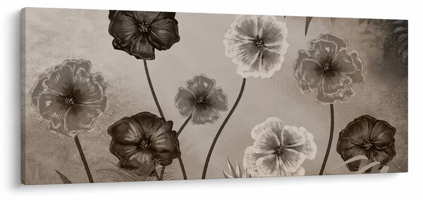 Obraz - Kreslené kvety (120x50 cm)