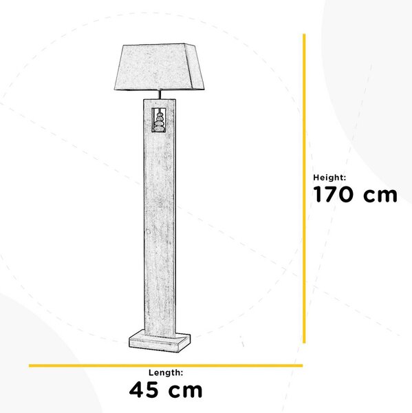 Stojacia lampa Miriel, výška 170 cm, textil, drevo, Svetlé drevo, Obývacia izba / jedáleň, Drevo, Škandinávsky, Stojaca lampa