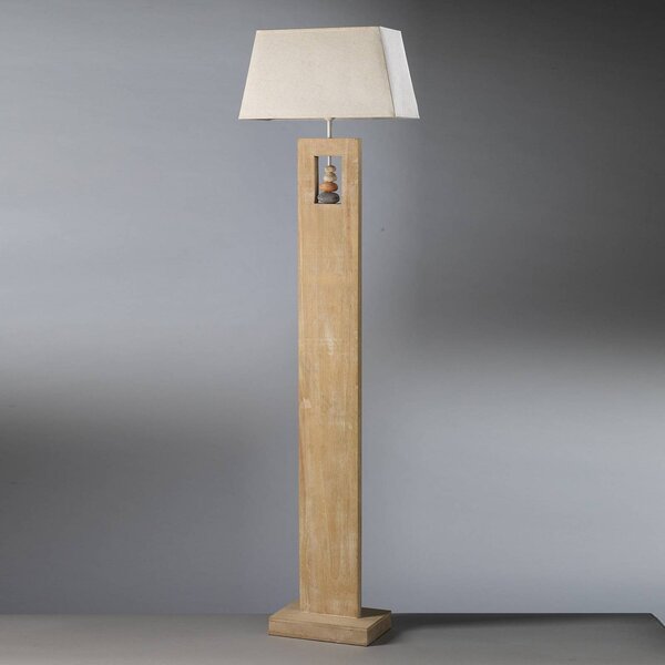 Stojacia lampa Miriel, výška 170 cm, textil, drevo, Svetlé drevo, Obývacia izba / jedáleň, Drevo, Škandinávsky, Stojaca lampa