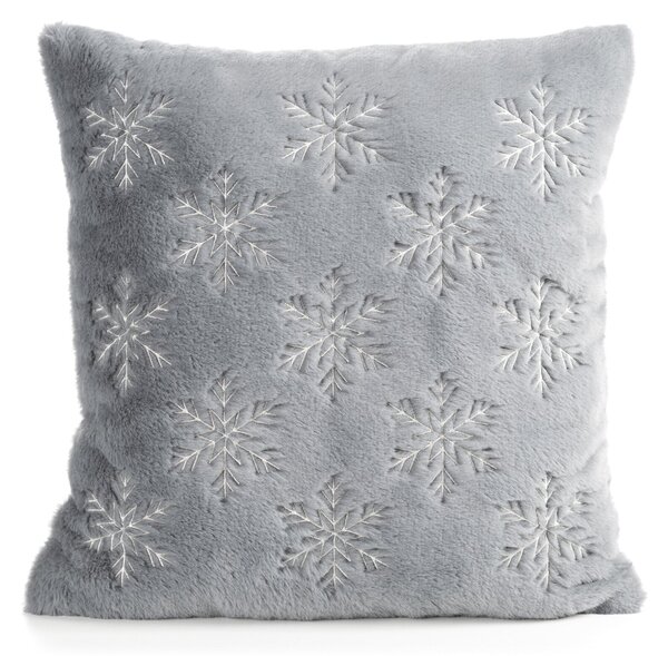 CHLPATÁ VIANOČNÁ DEKORAČNÁ OBLIEČKA NA VANKÚŠ SNOWY 45X45 CM SIVÁ