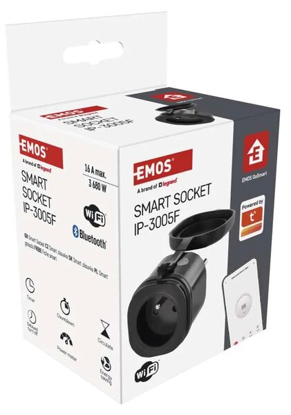 Emos GoSmart WiFi IP44 IP-3005F P5552 - WIFI zásuvka čierna
