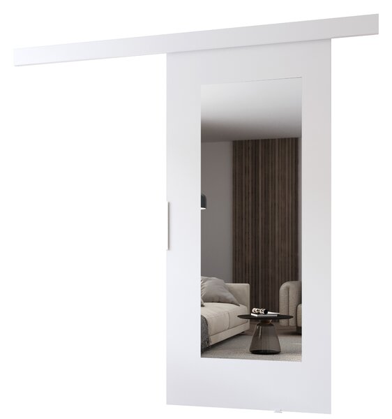 Posuvné dvere so zrkadlom BARRET 9 - 76 cm, biele
