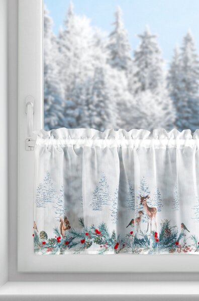 KRÁTKA VIANOČNÁ ZÁCLONA NA PÁSKE XMAS19 150X40 CM VZOROVANÁ