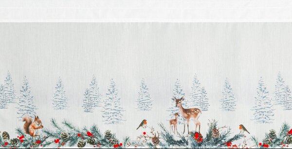 KRÁTKA VIANOČNÁ ZÁCLONA NA PÁSKE XMAS19 150X40 CM VZOROVANÁ