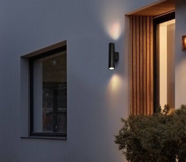 Vonkajšie nástenné svietidlo 2xGU10/35W/230V IP54 guľatý čierna