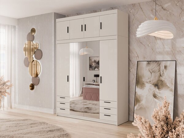 Mirjan24 Zrkadlová skriňa Melen 4D6S + nadstavec, Farby: biela 5903211470578