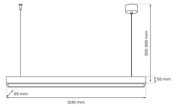 Závesné svietidlo Lungo, 1x čierne kovové tienidlo, (124 cm), b