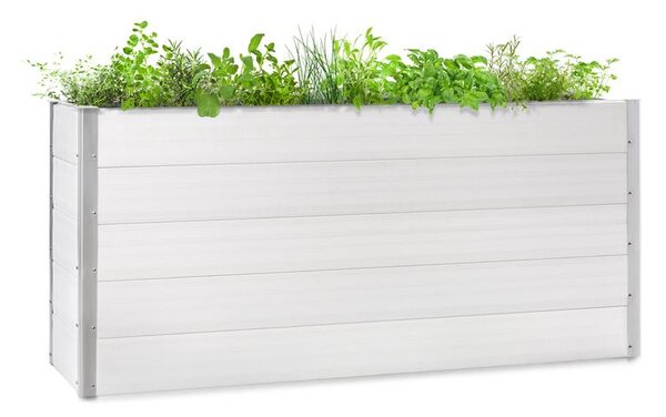 Blumfeldt Nova Grow, záhradný záhon, 195 x 91 x 50 cm, WPC, drevený vzhľad, biely
