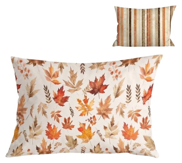 Flanelová obliečka na vankúš LEAVES & STRIPES 50x70 cm, farebný