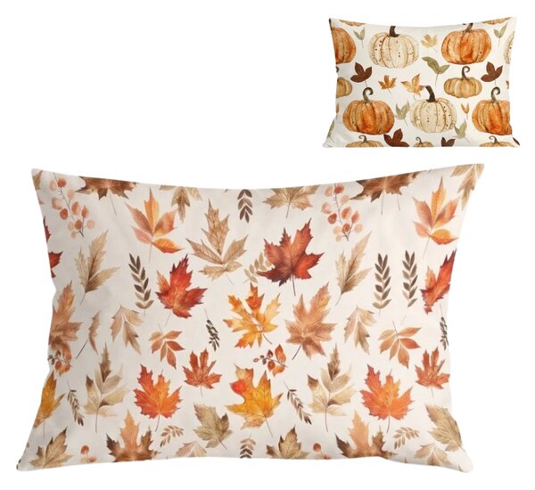 Flanelová obliečka na vankúš LEAVES & PUMPKINS 50x70 cm, farebný