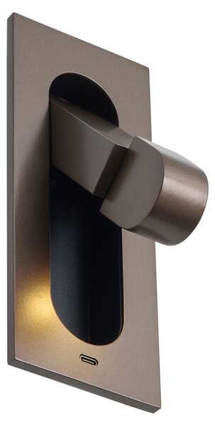 Moderné nástenné svietidlo tmavý bronz vrátane LED a portu USB-C - Hilton