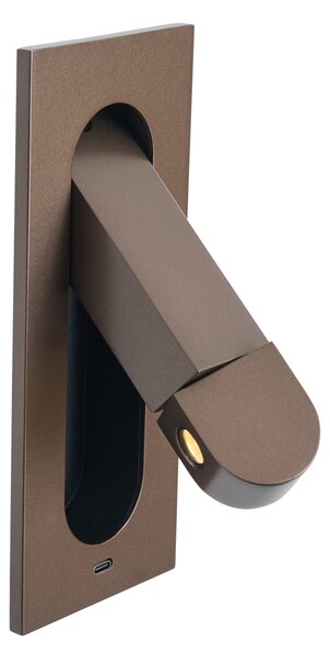 Moderné nástenné svietidlo tmavý bronz vrátane LED a portu USB-C - Hilton