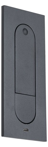 Moderné nástenné svietidlo čierne vrátane LED a portu USB-C - Hilton