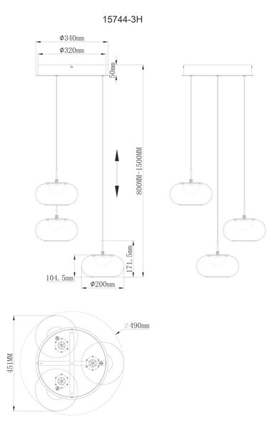 ZÁVESNÉ LED SVIETIDLO, 49/80-150 cm - Online Only bytové doplnky, Online Only