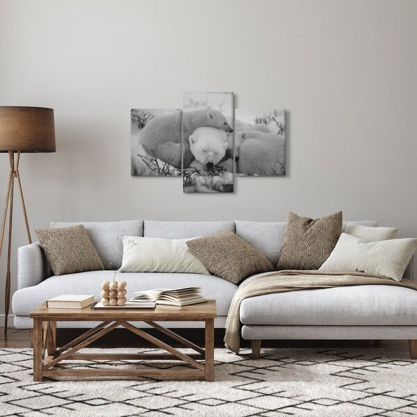 Obraz - Ľadové medvedíky, čiernobiela (90x60 cm)